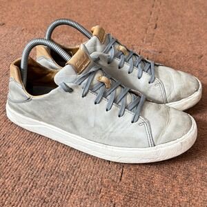 OluKai Lae'ahi Li 'Ili Mens Leather Sneakers Grey Low Top Shoes Drop-In Heel C+